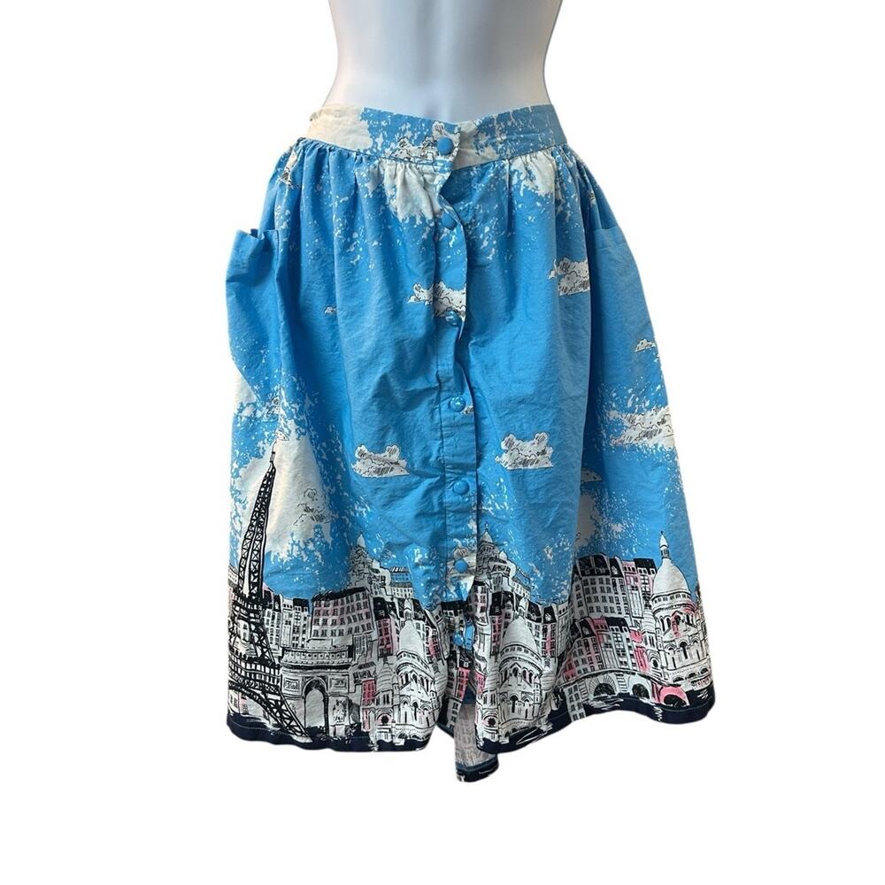 Lindy Bop Adalene Paris Border Print Retro Swing Skirt Pockets Size 20